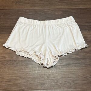 LAKE Peach Blush Modal Pajama Shorts M Ruffle Trim Lounge